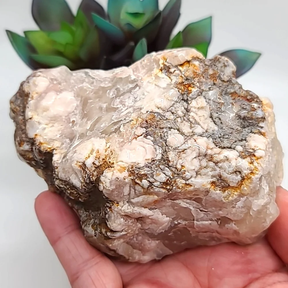Pink Flower Agate Polished Freeform Crystal Slab